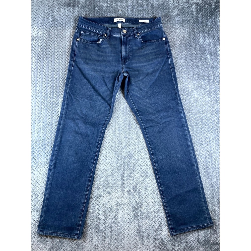 Frame L'Homme Slim Jeans Mens 31 Blue Denim Cotton Stretch Mid Rise Straight Leg